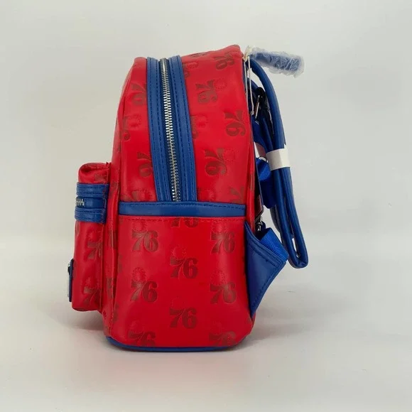 NEW! Loungefly NBA Philadelphia 76ers Debossed Logo Mini Backpack E12 - Picture 4 of 8